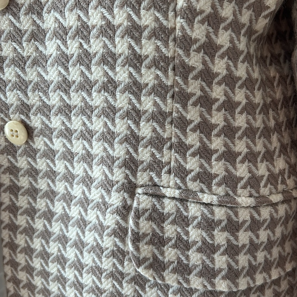 Vintage Prophecy cream taupe houndstooth long sleeve blazer jacket - Picture 6 of 14